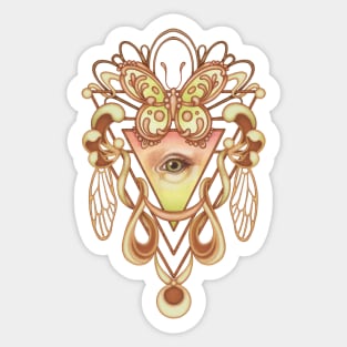 Mystic Eye Gold and Green Day Butterfly Sticker